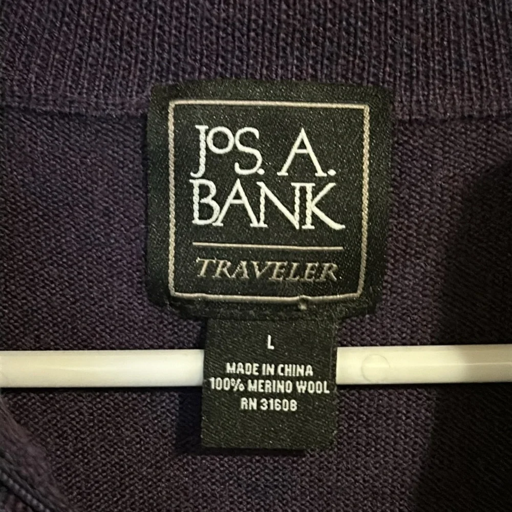 JOS A BANK Traveler Mens Merino Wool 1/4 Zip Cardigan Sweater 31608 Size L